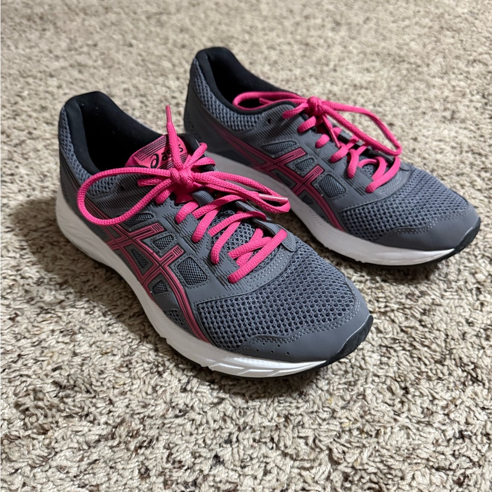 ASICS Women's Charcoal and Pink Athletic Shoes